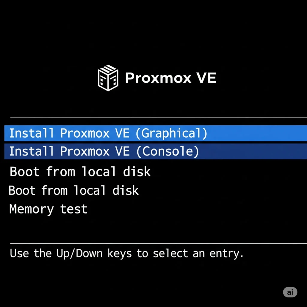 Proxmox VE installer boot menu